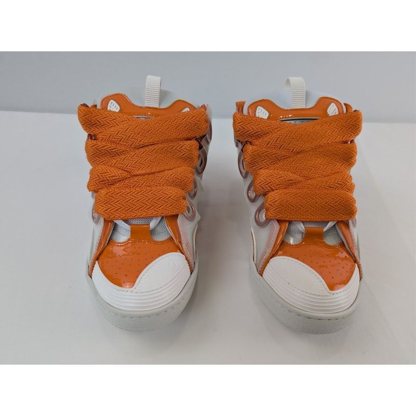 Lanvin o1rshd1 Leather Curb Low-Top Sneaker in Orange / White Size US 9 / EU 42 - 10 Thumbnail