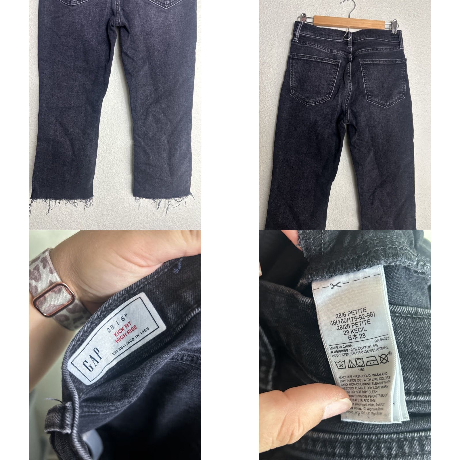 Gap VINTAGE? Gap Kick Fit High Rise Faded Black Jeans Raw Hem 6 Petite Cropped Women's Black Jeans, 26x23? Size 28" / US 6 / IT 42 - 8 Thumbnail