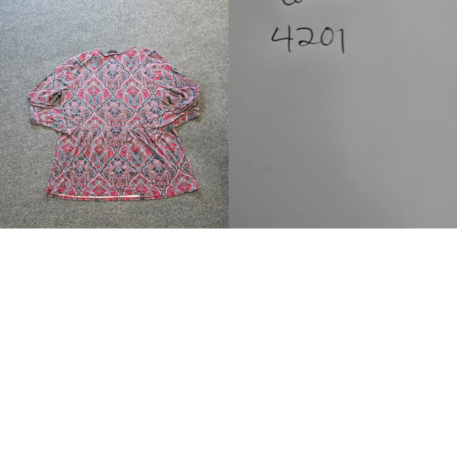J. Jill J Jill Wearever Top Womens L Red Paisley Long Sleeve Knit Blouse Shirt Tunic Casual VINTAGE? (no) Size L / US 10 / IT 46 - 8 Thumbnail