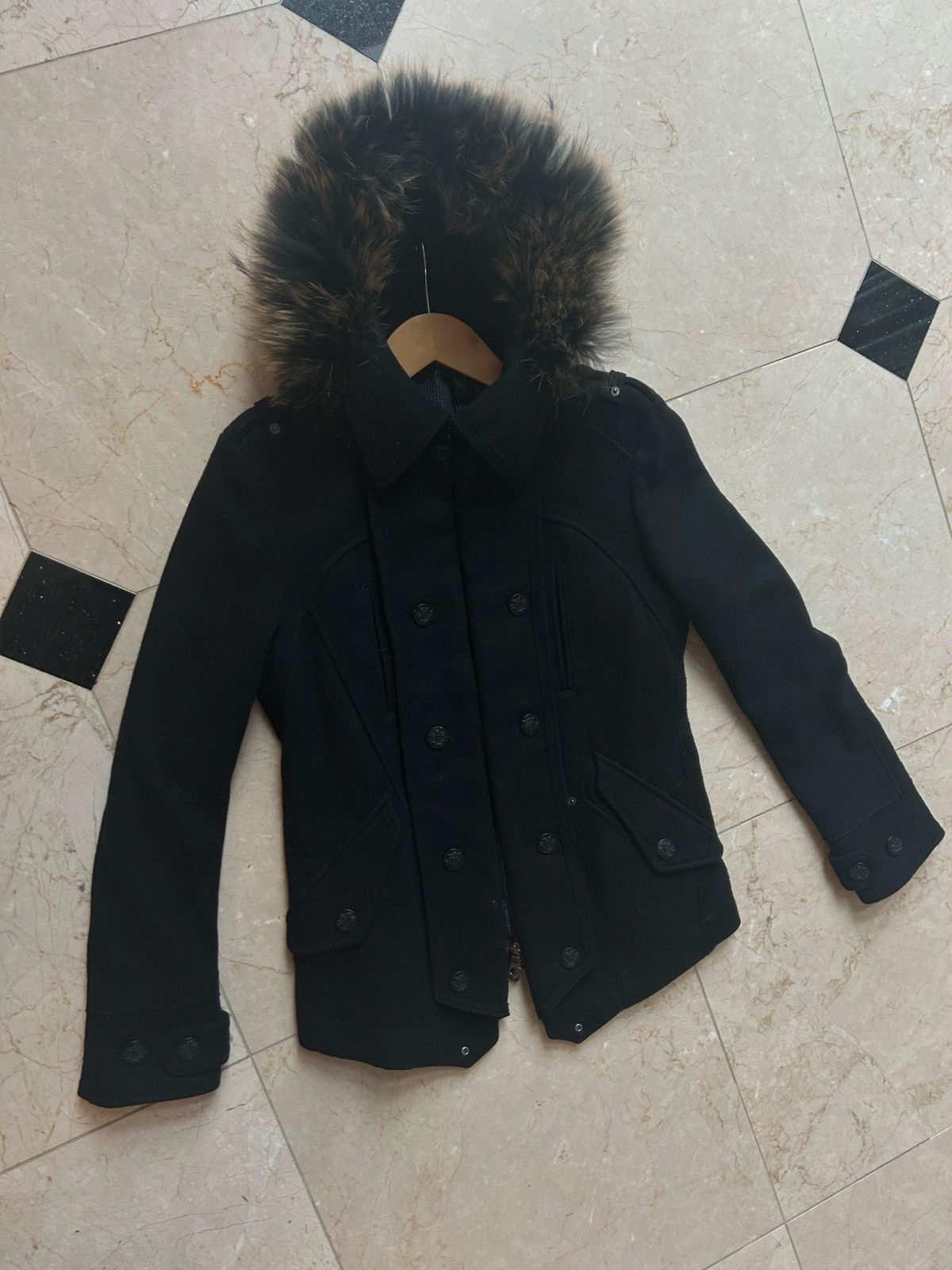 PPFM Medium PPFM Napoleon Black Wool Coat Fur Jacket Size US M / EU 48-50 / 2 - 11 Thumbnail