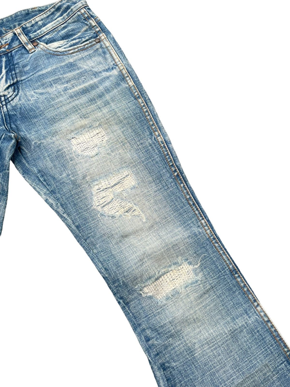 Japanese Brand Vintage Flare 5pm Jeans Distresed Denim Size 29" - 5 Thumbnail