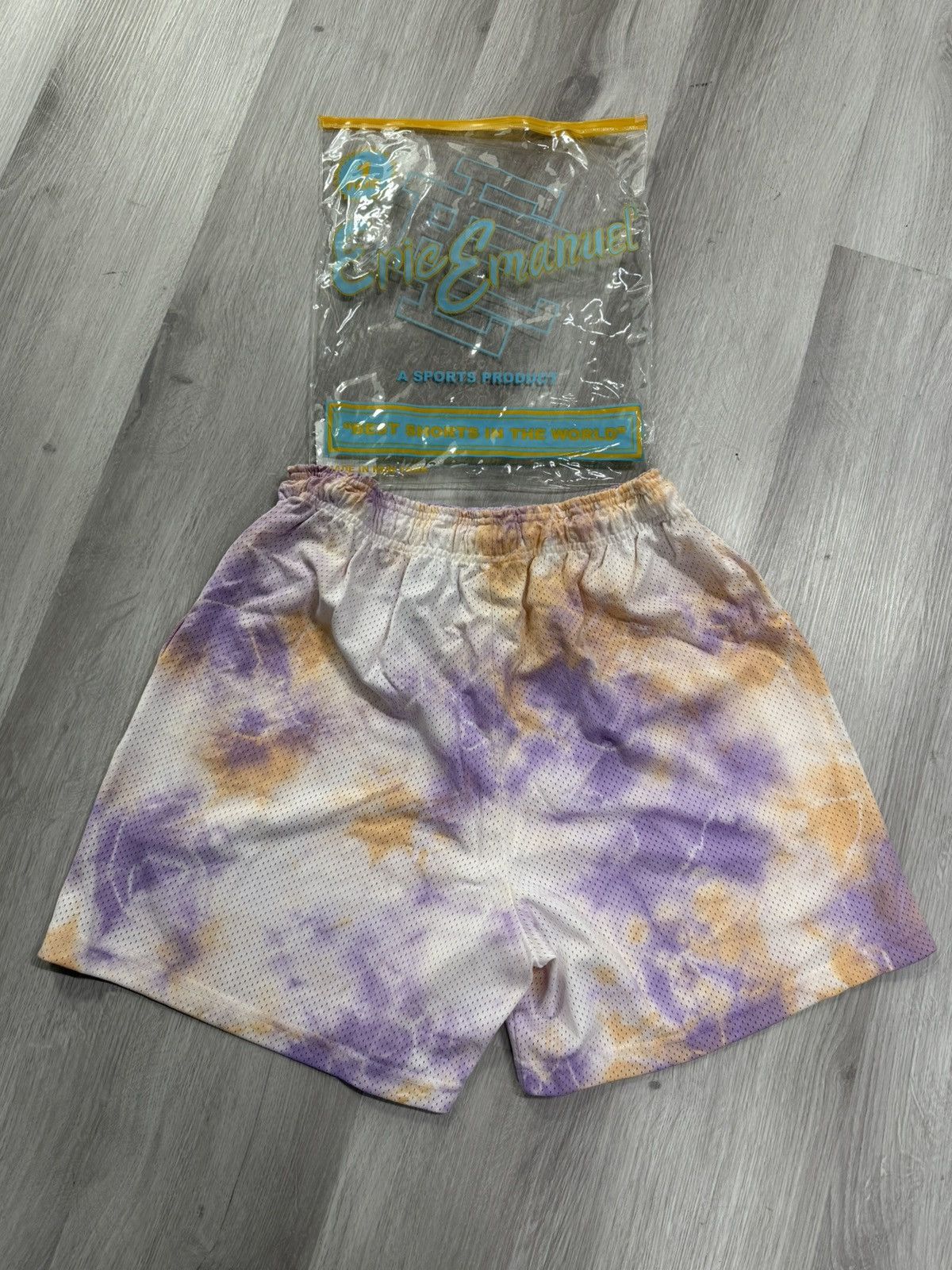 Eric Emanuel Eric Emanuel Tie-Dye Mesh Shorts – Purple/Yellow (XL) Size US 38 / EU 54 - 2 Thumbnail