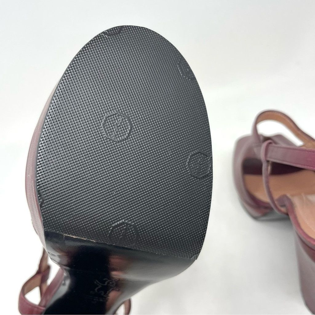 Marni MARNI Burgundy Leather Sculptured Heeled Sandals Size 38/ 8 Size US 8 / IT 38 - 9 Thumbnail