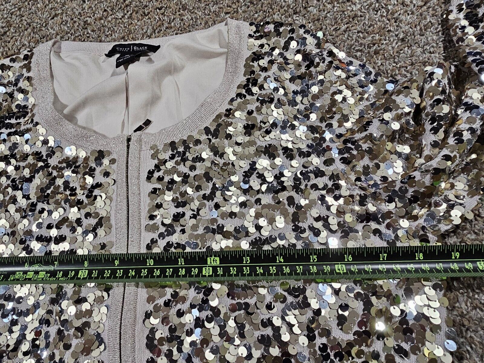 Designer White House Black Market Sequin Holiday Sweater M Full Zip Size M / US 6-8 / IT 42-44 - 5 Thumbnail