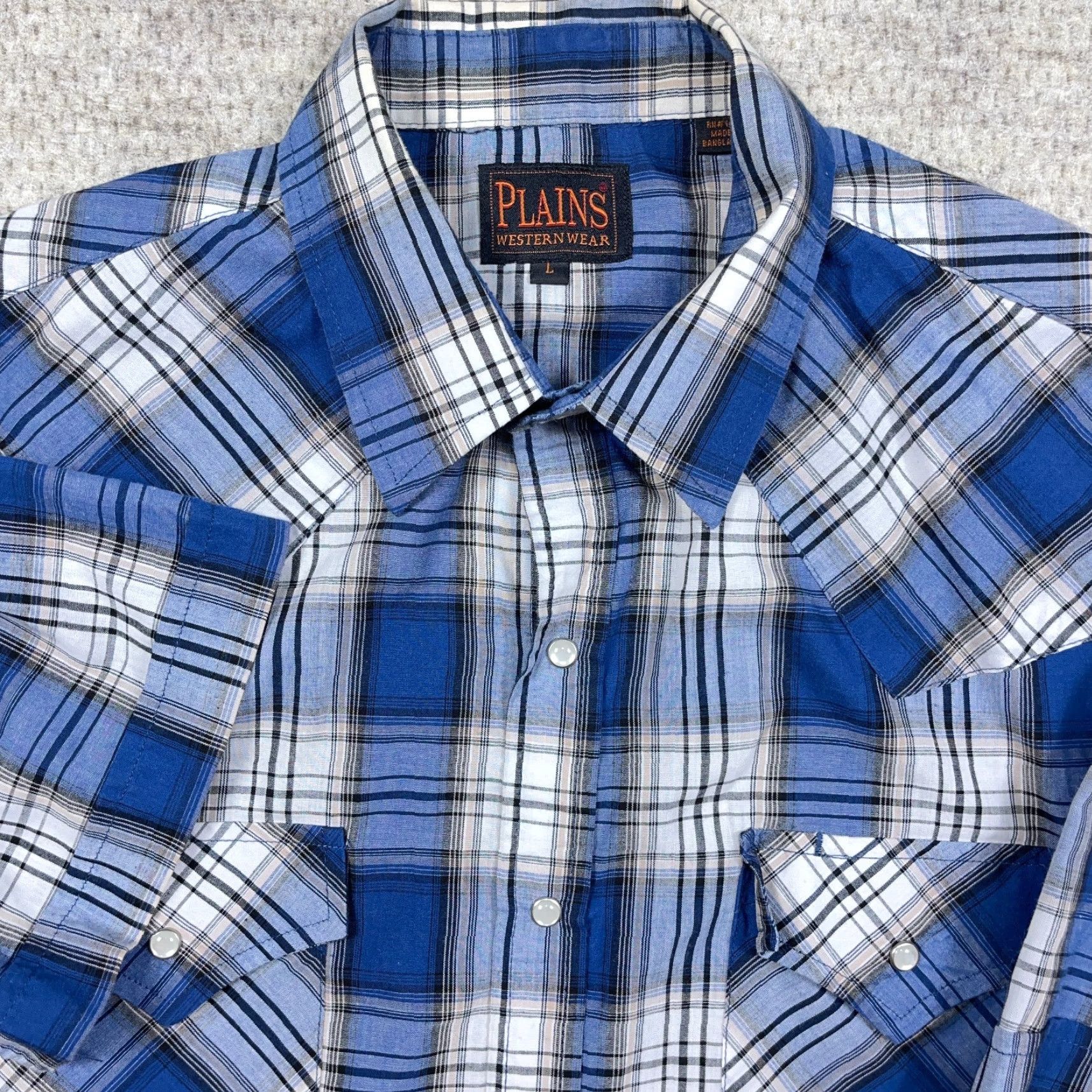 Vintage Plains Western Wear Shirt Men Large Blue Plaid Pearl Snap Button Cowboy Yoke Size US L / EU 52-54 / 3 - 2 Thumbnail