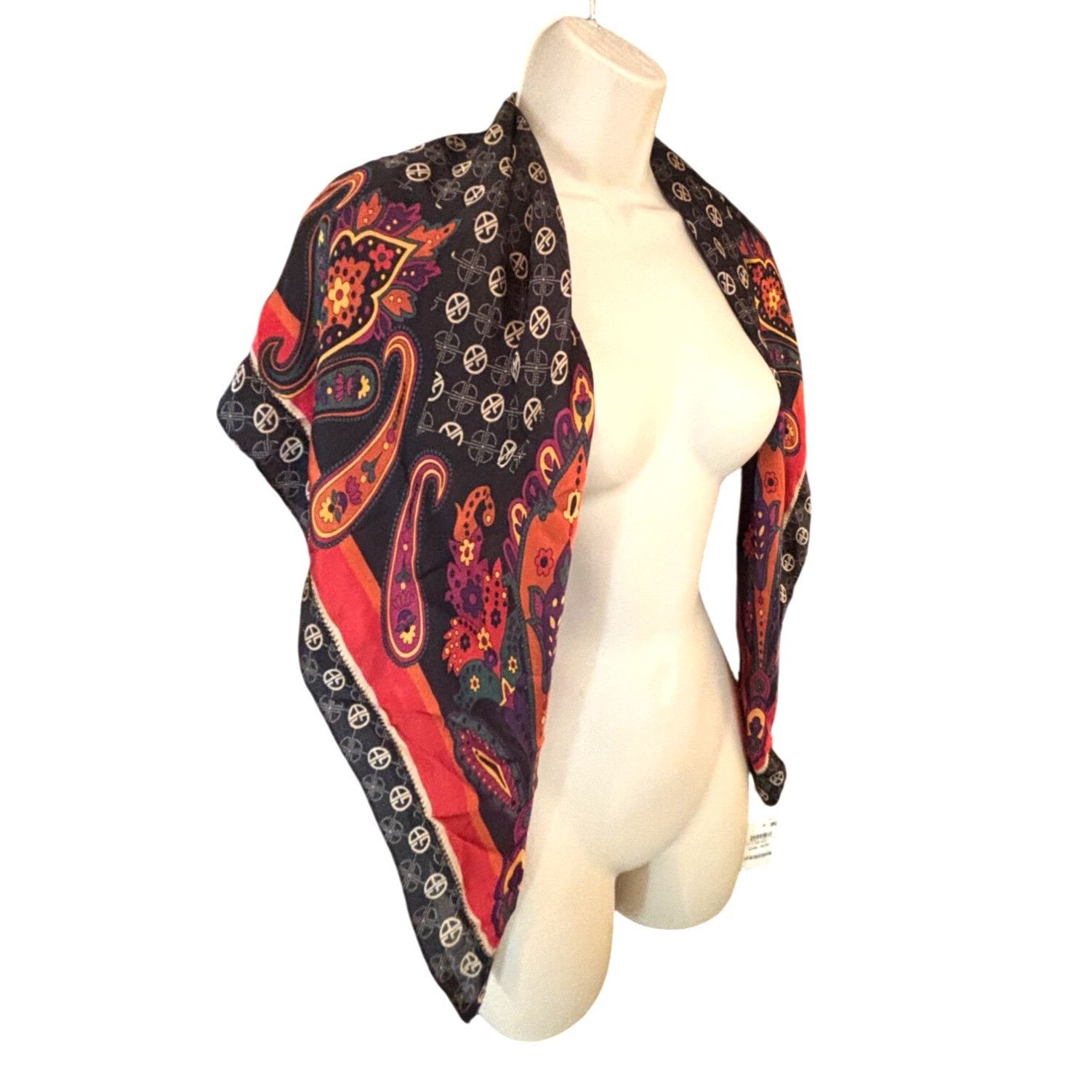 Giani Bernini Giani Bernini Logo Paisley Border Printed Scarf, Black-multi Size ONE SIZE - 6 Thumbnail