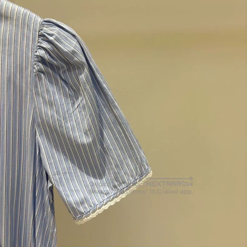 Miu Miu Miu Miu 42 Logo logo gold button striped light blue dress Size L / US 10 / IT 46 - 4 Thumbnail