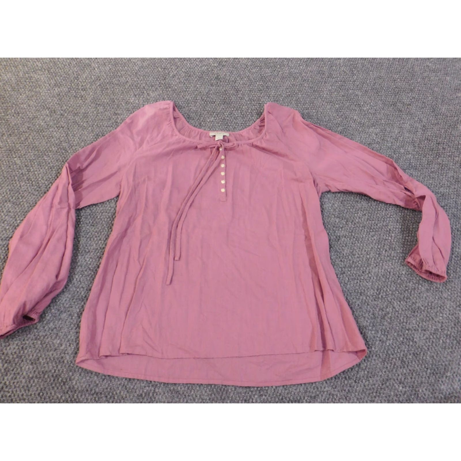 Ann Taylor Loft Ann Taylor Loft Purple Pullover Blouse Knit Polyester Henley Long Sleeve Women L Casual Basic Stretch Shirts Shirt Size L / US 10 / IT 46 - 2 Thumbnail