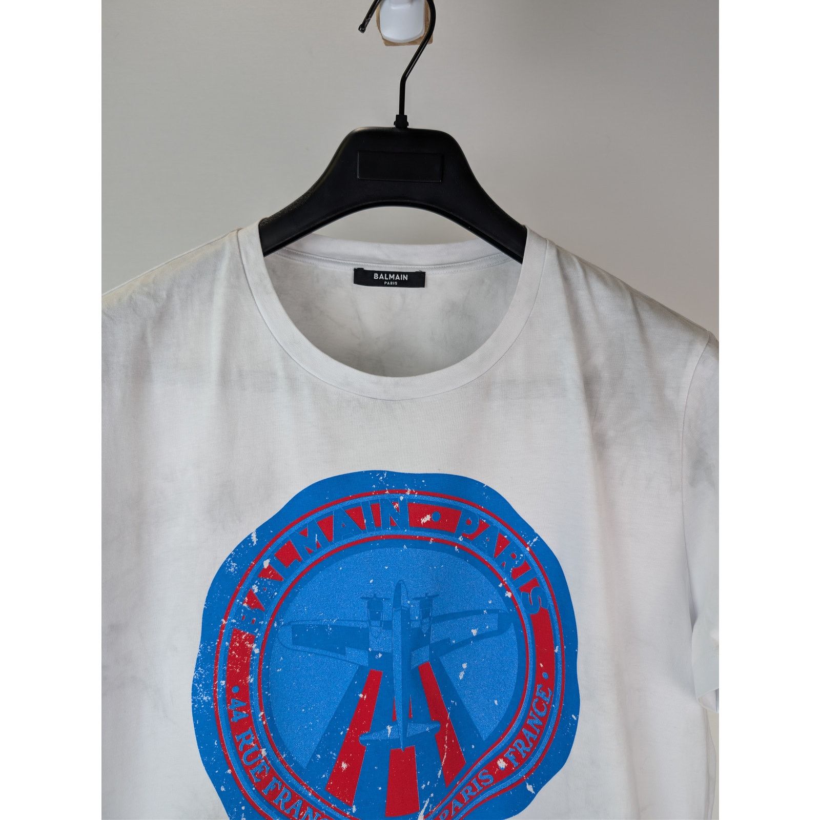 Balmain o1rshd1 Logo Airplane Short Sleeve T-Shirt White/Multicolor Size US M / EU 48-50 / 2 - 7 Thumbnail
