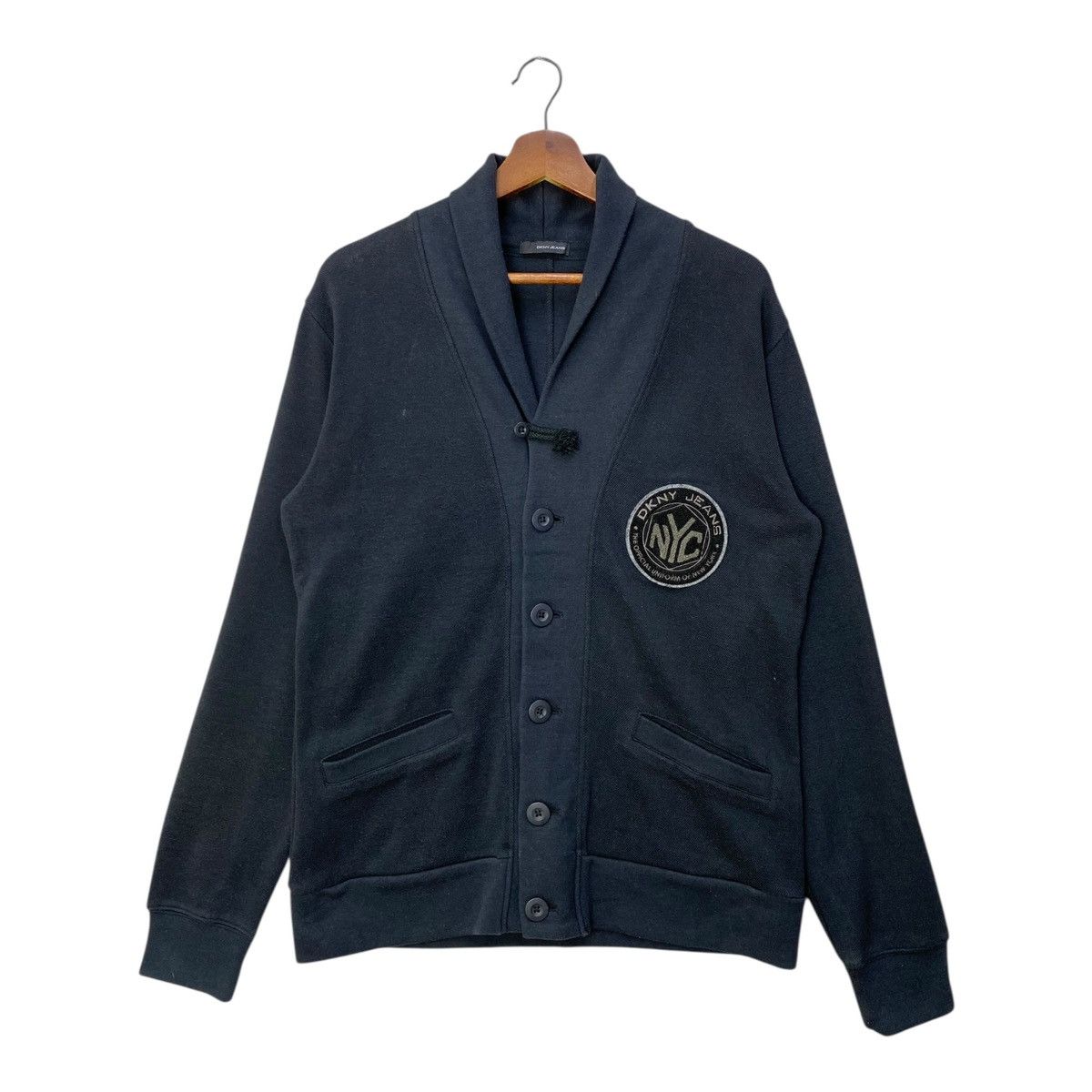 DKNY DKNY Jeans Cardigan Sweater Button Up Embroidery Patches Size US M / EU 48-50 / 2 - 1 Thumbnail