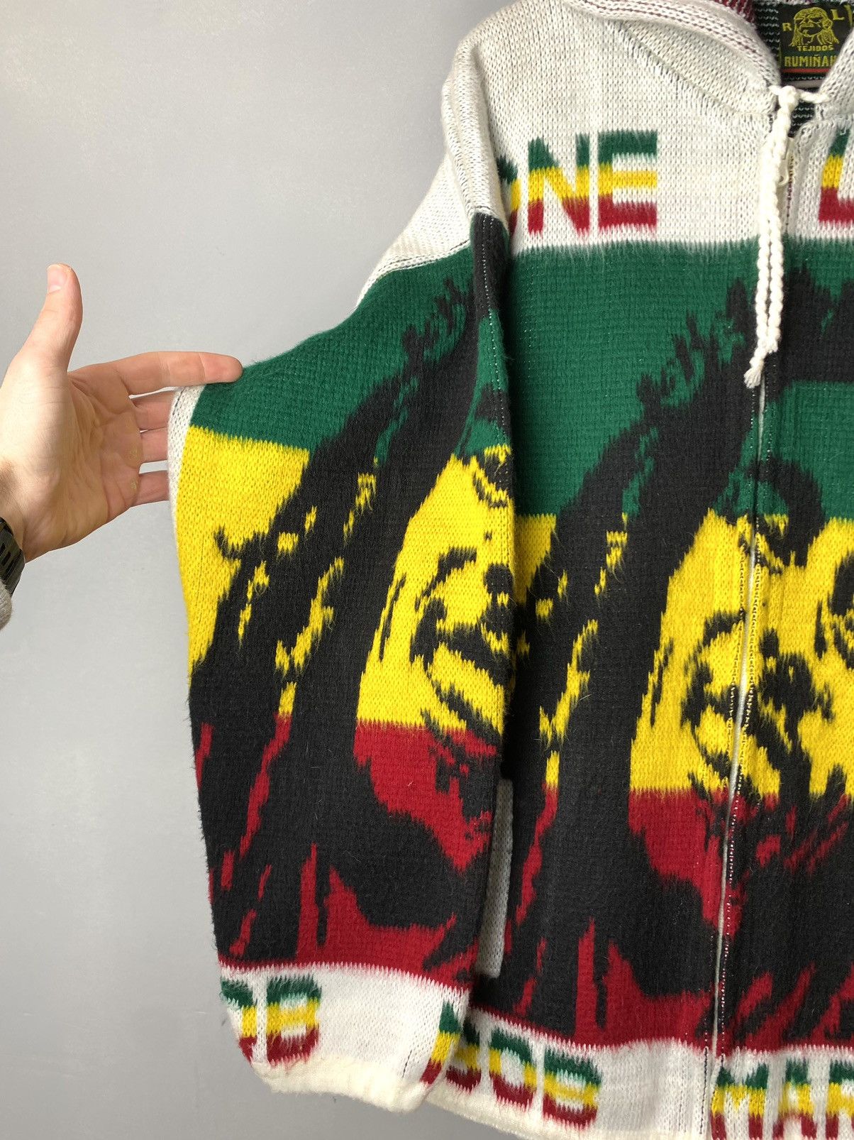 Bob Marley 💥Rare! Vintage Bob Marley Full Knit Heavy Hoodie Jacket Size US L / EU 52-54 / 3 - 15 Thumbnail