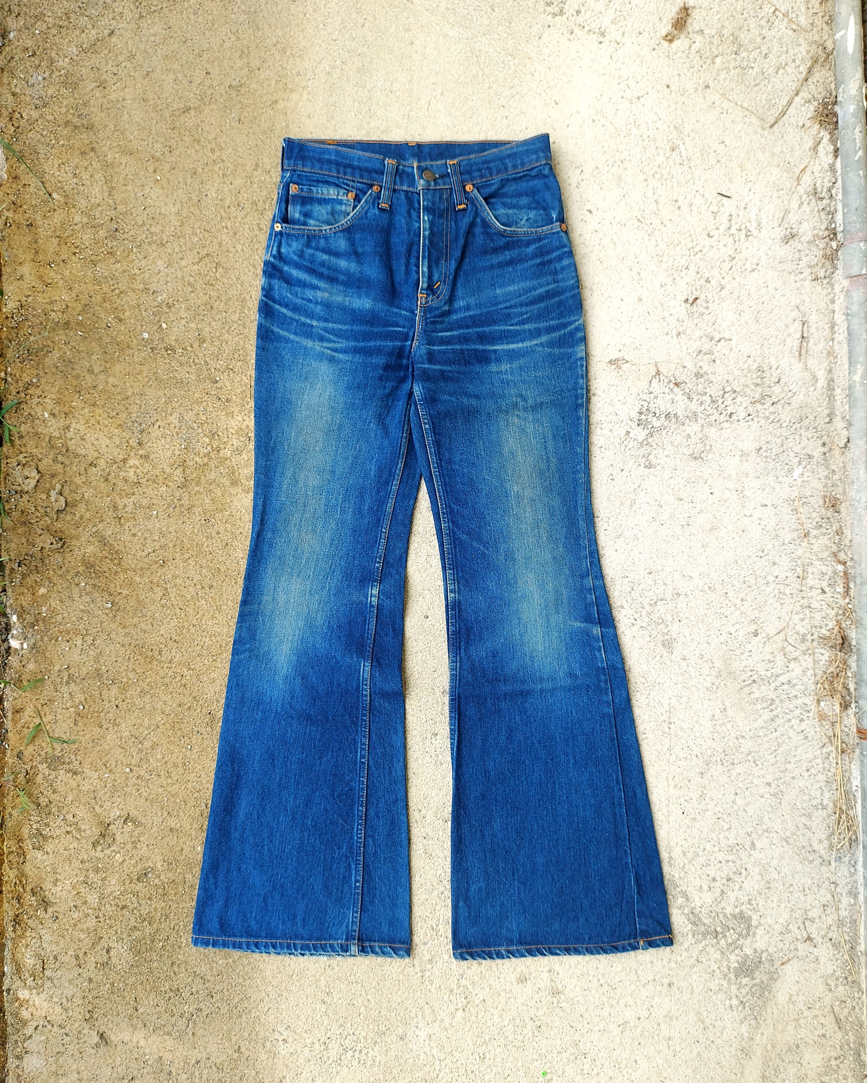 image of Archival Clothing x Levis Vintage 1970's Levi's 507-0217 Bell Bottom Flare Jeans in Light Blue (Siz