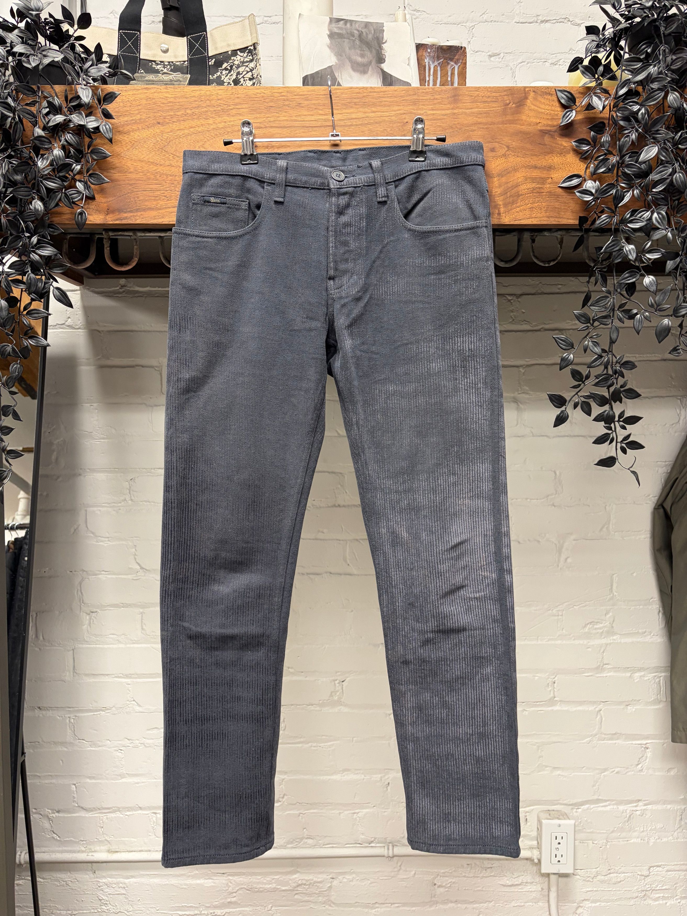 Gucci Gucci Waxed Silver Slim/Skinny Cut Vertical Corduoy Pants Size US 30 / EU 46 - 1 Thumbnail
