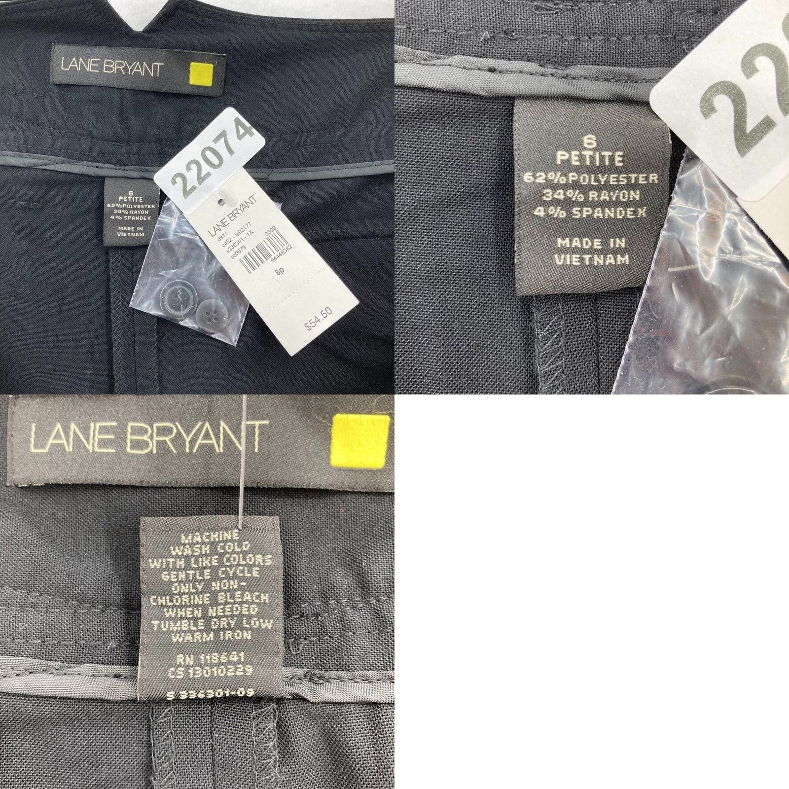 Vintage Lane Bryant Dress Pants Women's 6P Petite Right Fit Black Stretch Fabric Career Pants Size 28" / US 6 / IT 42 - 9 Thumbnail