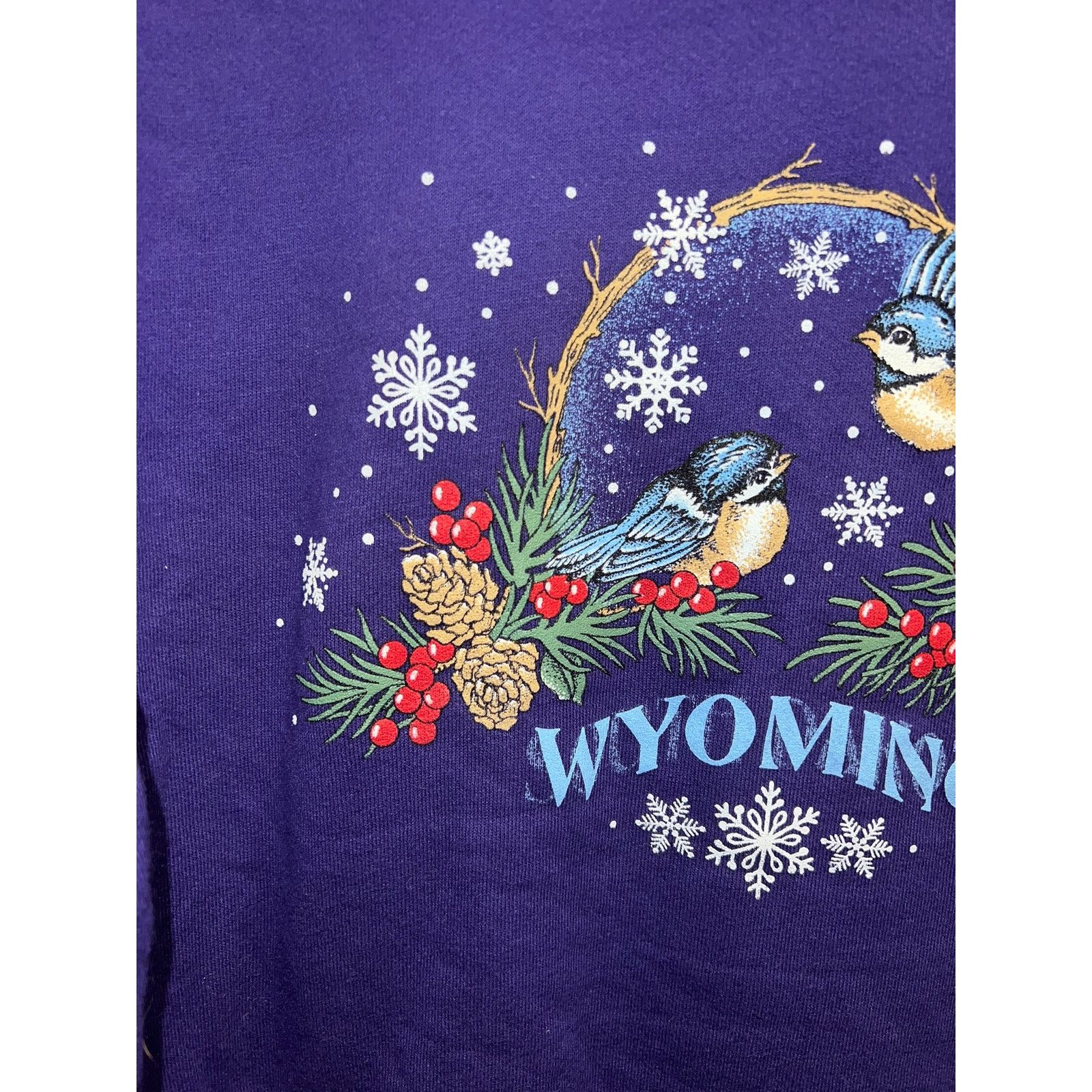 Jerzees Vintage Wyoming Sweatshirt Purple Bird Winter Crewneck 90s X Size US XL / EU 56 / 4 - 3 Thumbnail