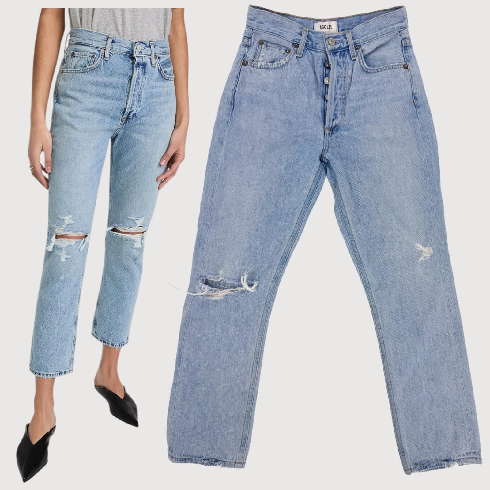 Agolde AGOLDE Riley Cropped Straight Jeans Light Wash 24 Size 24" / US 00 / IT 34 - 1 Thumbnail