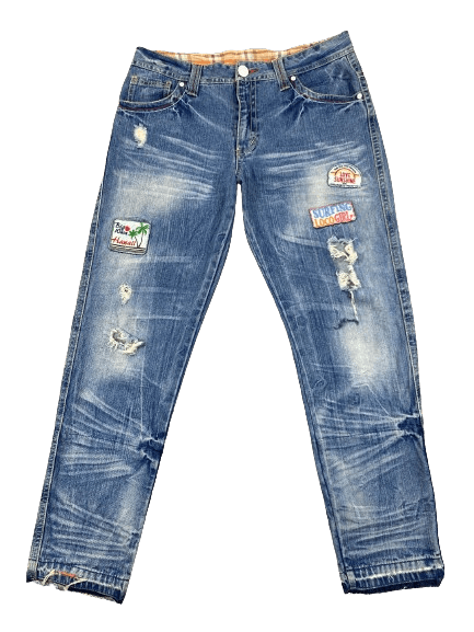 Japanese Brand Distressed Blue Vintage Surf Up Jeans 36x31 Denim- JN3762 Size US 36 / EU 52 - 1 Thumbnail