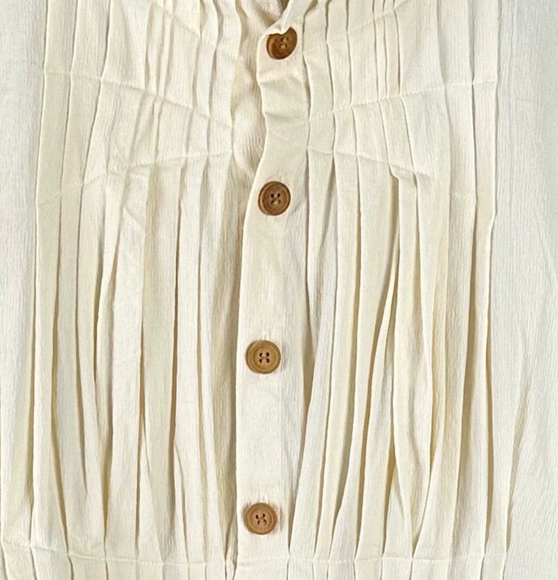 Issey Miyake Issey Miyake A long top with a cream-yellow texture and pl Size XL / US 12-14 / IT 48-50 - 3 Thumbnail