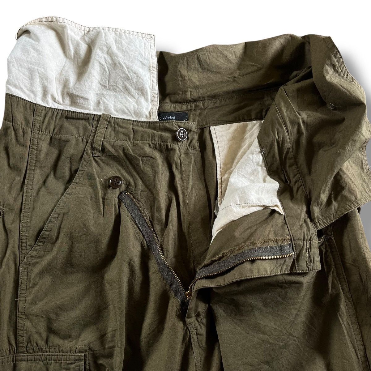 Japanese Brand × Johnbull × Vintage VINTAGE JOHNBULL DROP CROTCH ARMY GREEN CROPPED PANT Size US 35 - 8 Thumbnail
