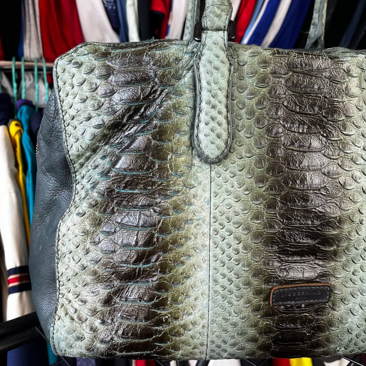LIEBESKIND BERLIN Liebeskind Berlin Green Python Print Leather Bag Size ONE SIZE - 3 Thumbnail