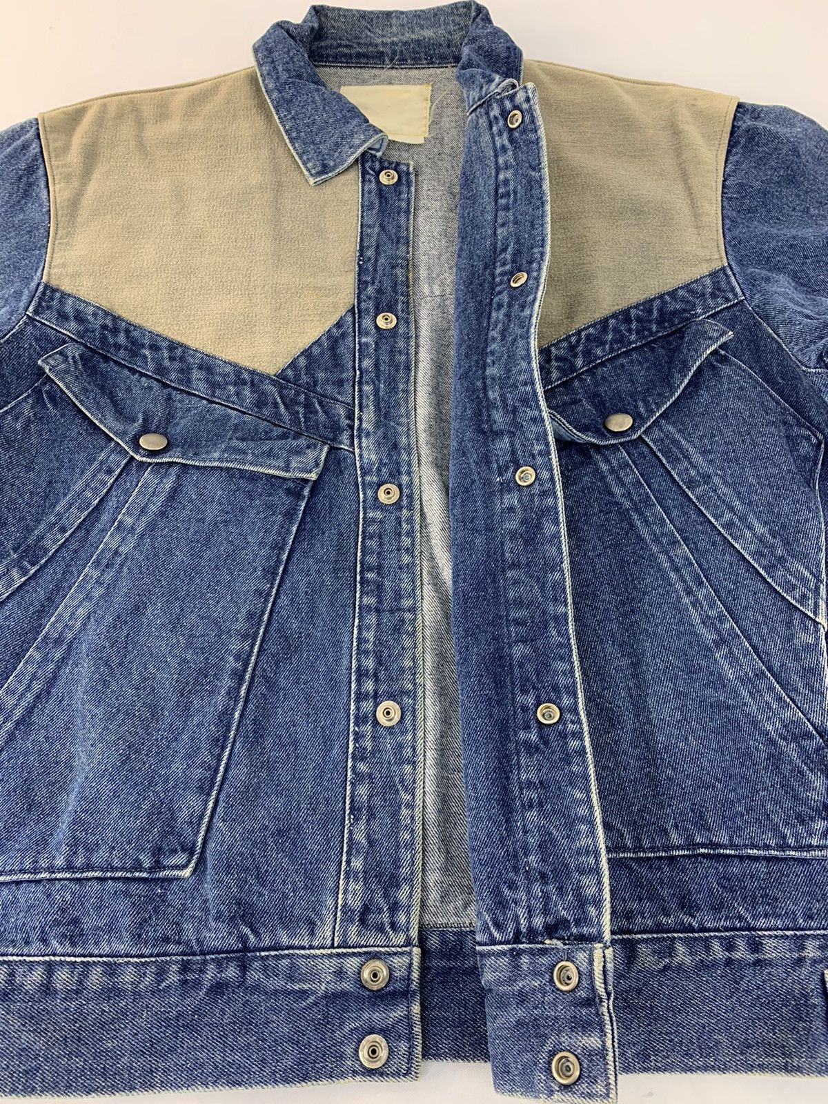 Japanese Brand Indigo Denim Jacket Classic Trucker Mix Leather Size US M / EU 48-50 / 2 - 3 Thumbnail