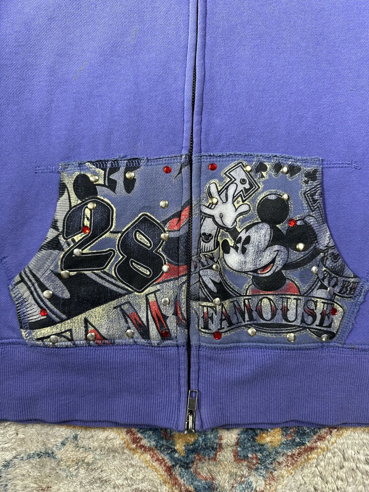 Disney × Vintage Vintage Disney Mickey Mouse Y2K Bedazzled Zip-up Hoodie Size M / US 6-8 / IT 42-44 - 4 Thumbnail