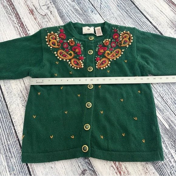 Worthington Vintage Worthington Green Cardigan with Fair Isle Floral Emb Size M / US 6-8 / IT 42-44 - 8 Thumbnail