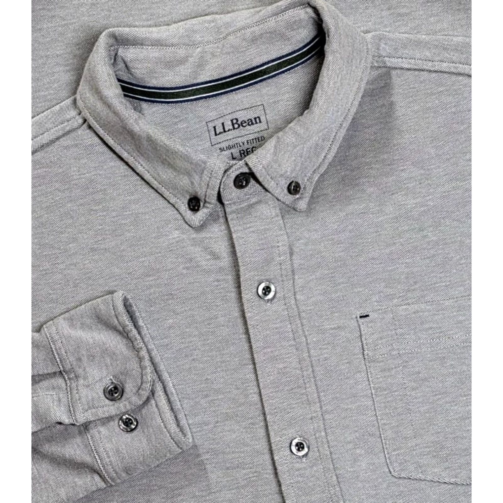 Vintage L.L.Bean Performance Piqué-Knit Oxford Shirt Long-Sleeve Gray L Shirt Mens Button-Up Knit Oxford Slightly Fitted Casual Vintage No Size US L / EU 52-54 / 3 - 2 Thumbnail