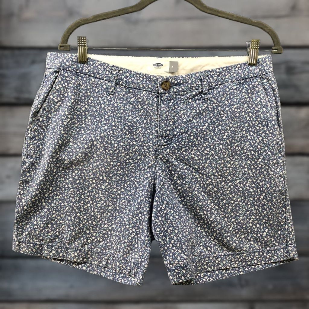 Old Navy OLD NAVY Floral Chino Shorts Womens Size 8 Blue Mid Rise Cotton Spring Summer Size 30" / US 8 / IT 44 - 1 Thumbnail