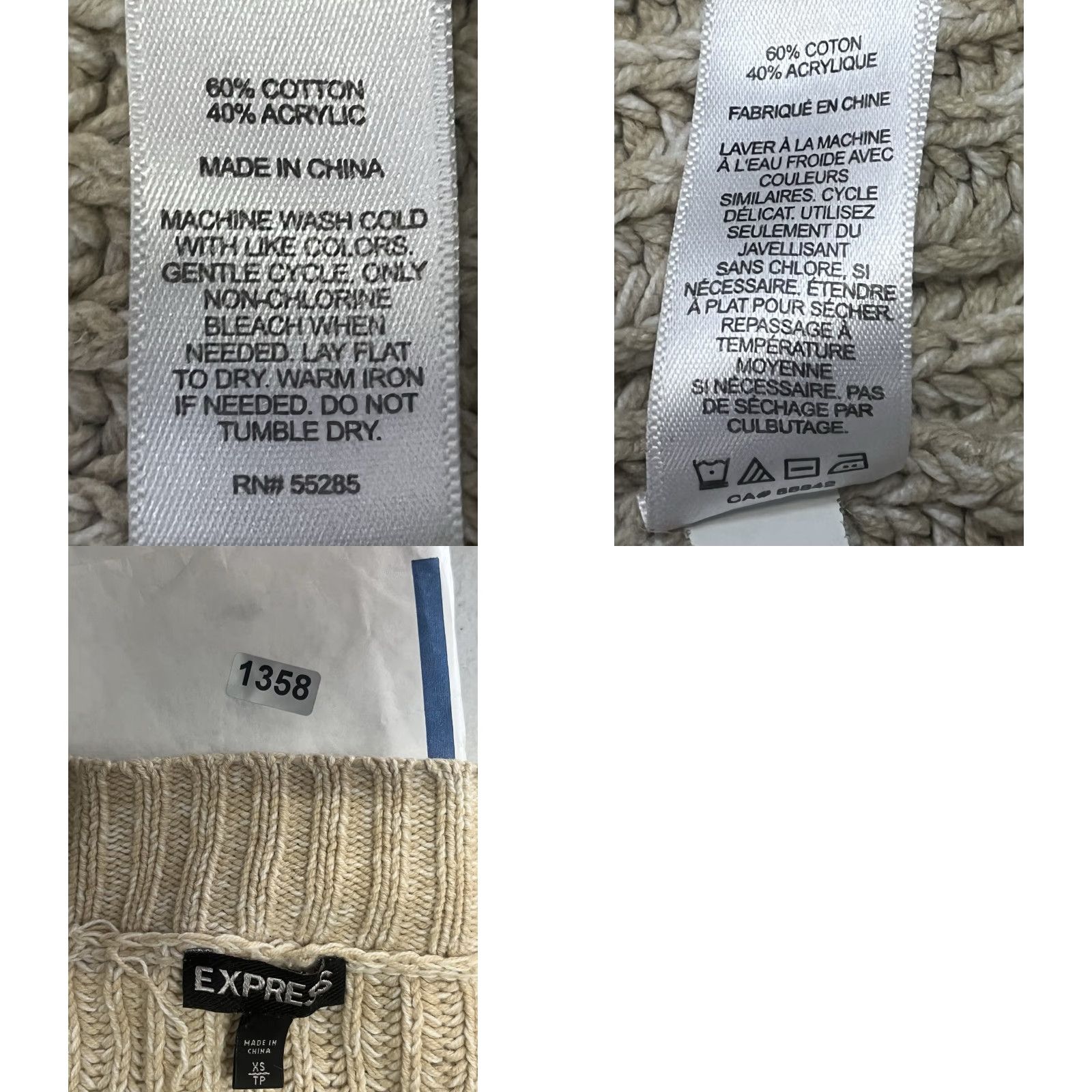 Express Express Womens Cardigan Open Front XSmall Tan Beige Knit Pocket Pockets Ivory Cotton Lightweight All Seasons Sweater Woman size XS Size XS / US 0-2 / IT 36-38 - 8 Thumbnail