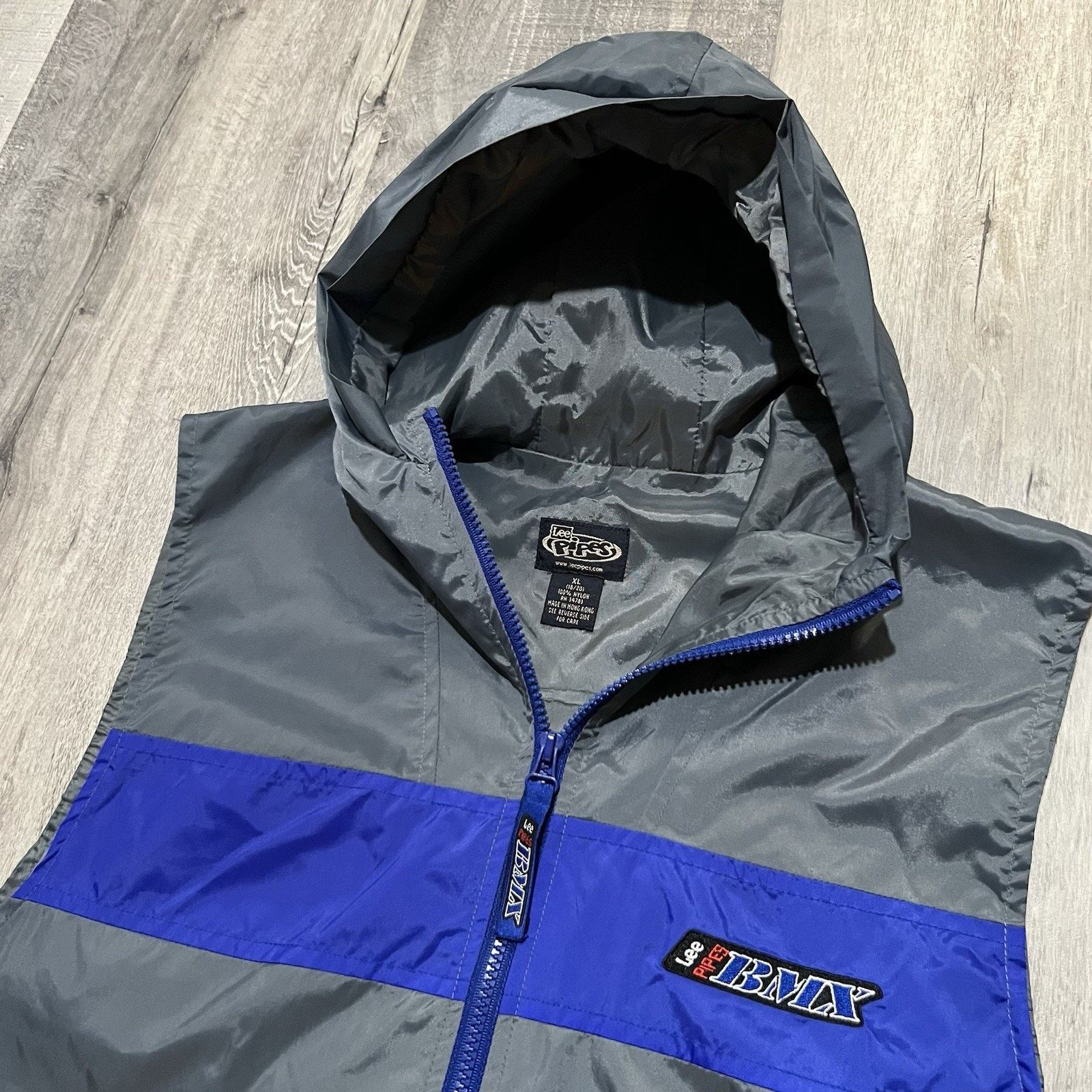 Lee VTG Lee Pipes BMX Sleeveless 90s Y2K Hooded Windbreaker Vest Size US S / EU 44-46 / 1 - 3 Thumbnail