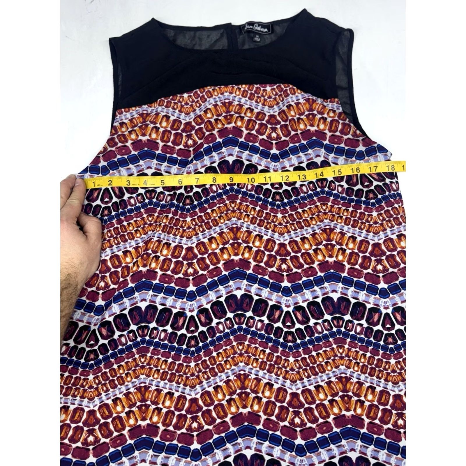 Sam Edelman Sam Edelman Shift Dress M Sleeveless Black Round Neck Geometric Jewel Multicolored Lined Short Dress Button Keyhole Neck Size M / US 6-8 / IT 42-44 - 3 Thumbnail