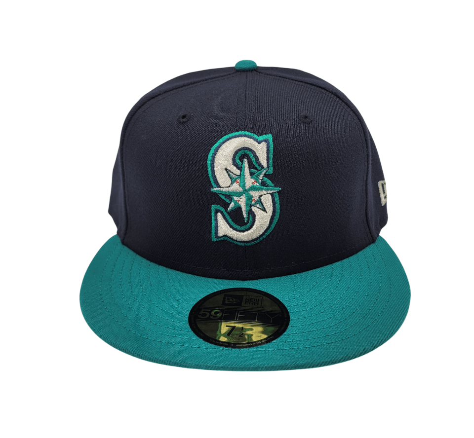 New Era MLB New Era Seattle Mariners 7 1/2 Navy Blue/Teal Fitted Cap Size ONE SIZE - 1 Thumbnail