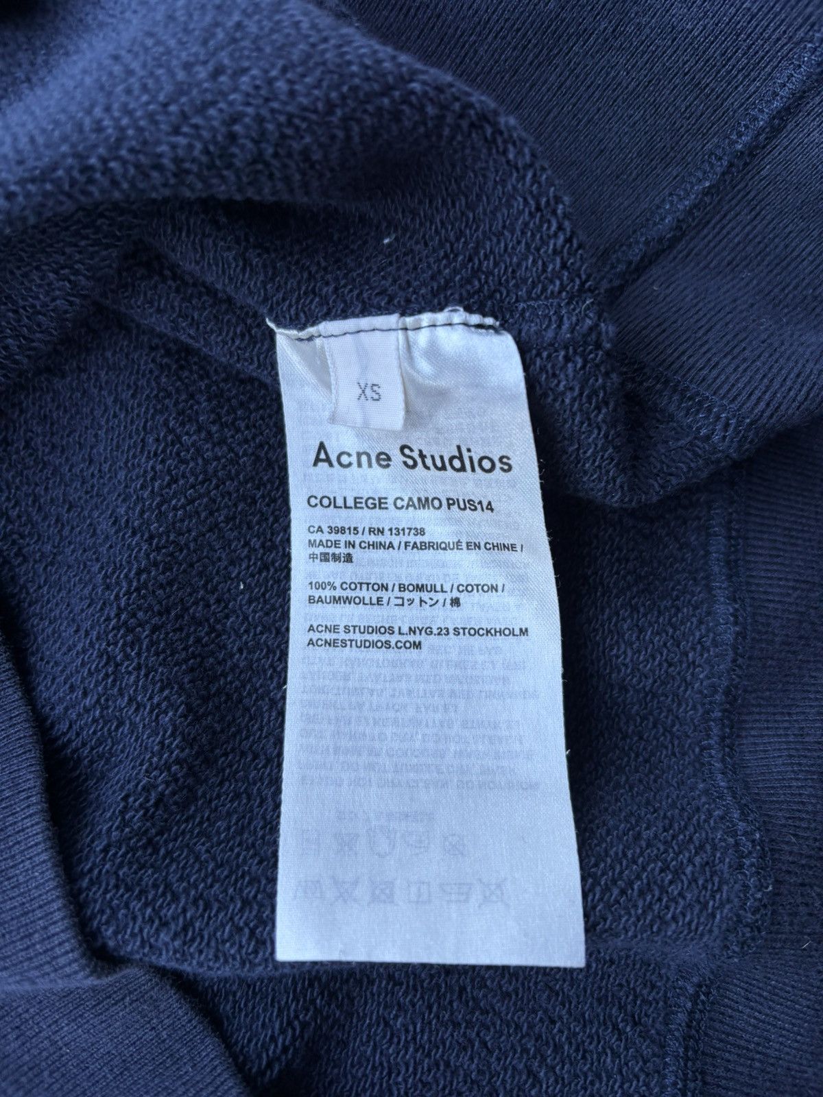 Acne Studios Acne Studios Navy College Camo Printed Sweatshirt Size US XS / EU 42 / 0 - 4 Thumbnail