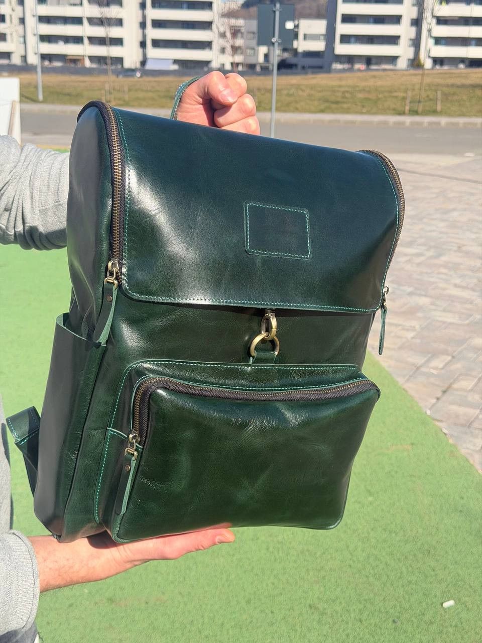 Handmade Leather backpack. Genuine leather Size ONE SIZE - 2 Thumbnail