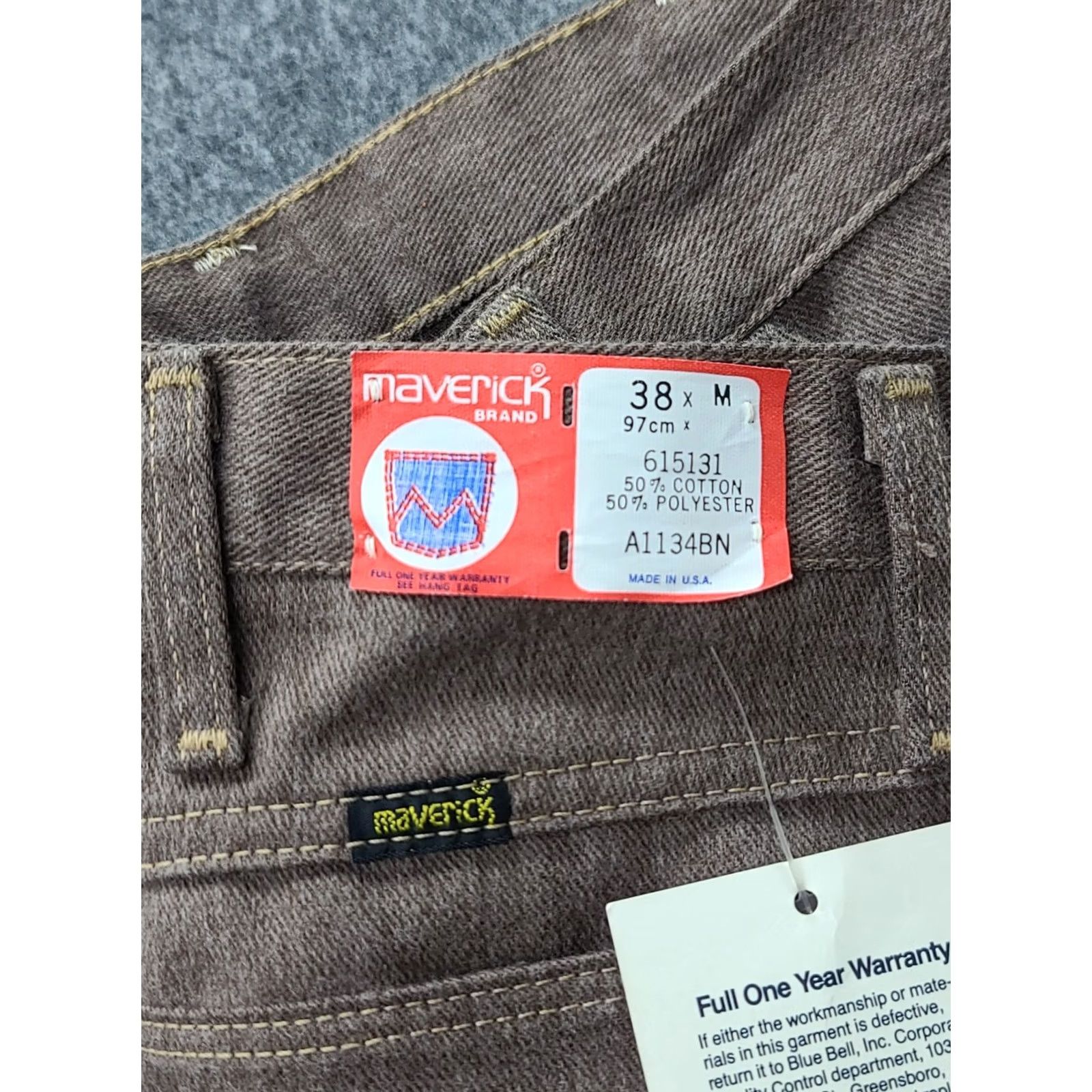 Vintage VINTAGE Maverick Jeans Mens 38 Straight Leg Pleated A1134BN Deadstock 70s USA Size US 38 / EU 54 - 3 Thumbnail