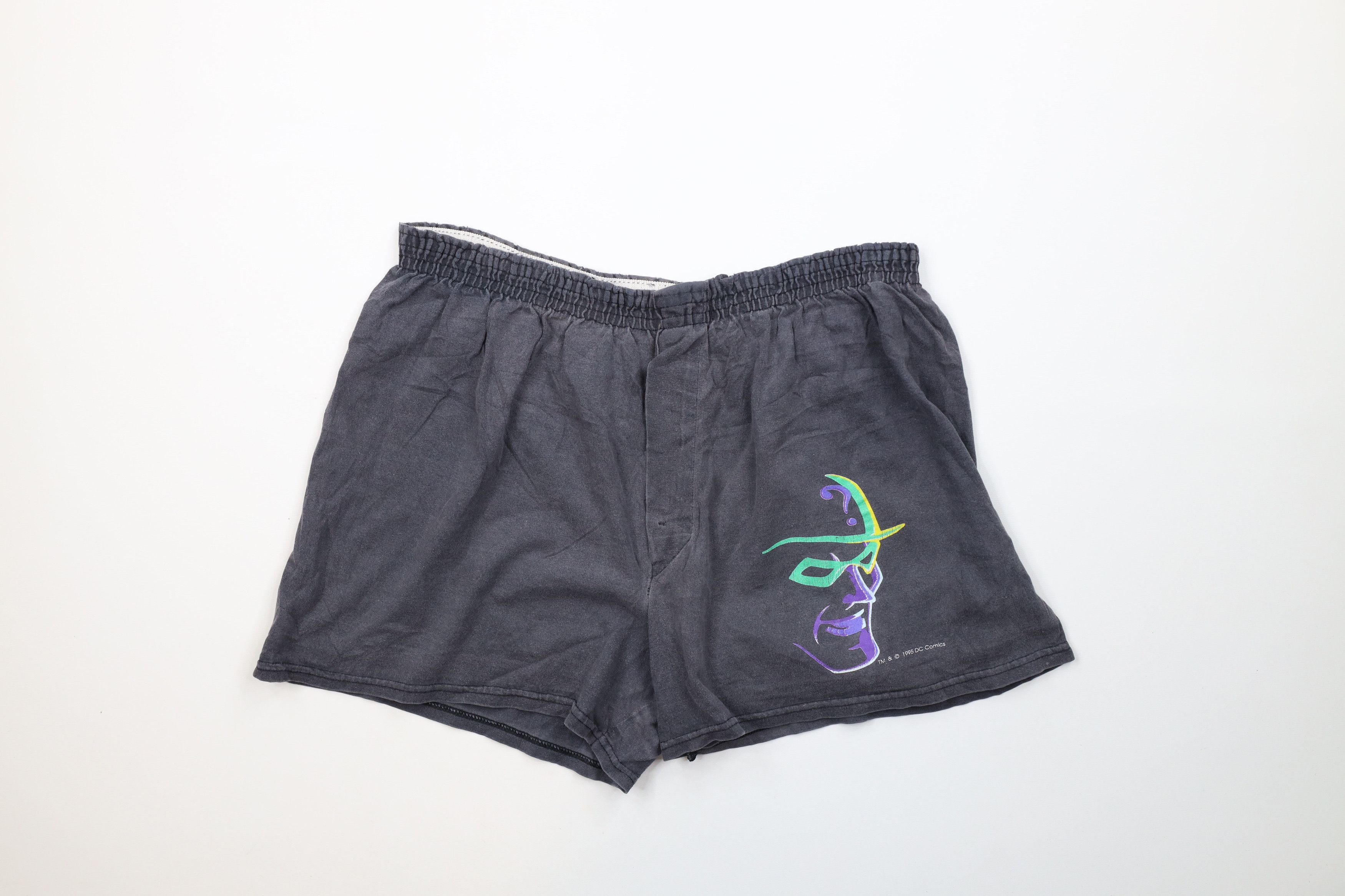 Vintage Vintage 90s Batman Faded The Riddler Boxers Shorts Black USA Size US 34 / EU 50 - 1 Thumbnail