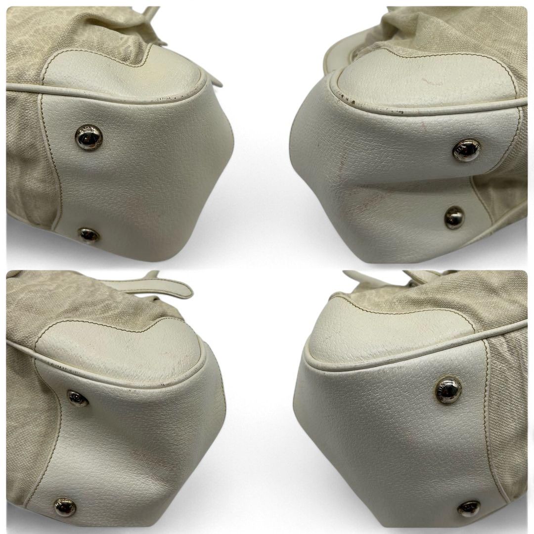 Prada Prada - Canvas Handbag White Triangle Logo Vintage Leather Size ONE SIZE - 8 Thumbnail