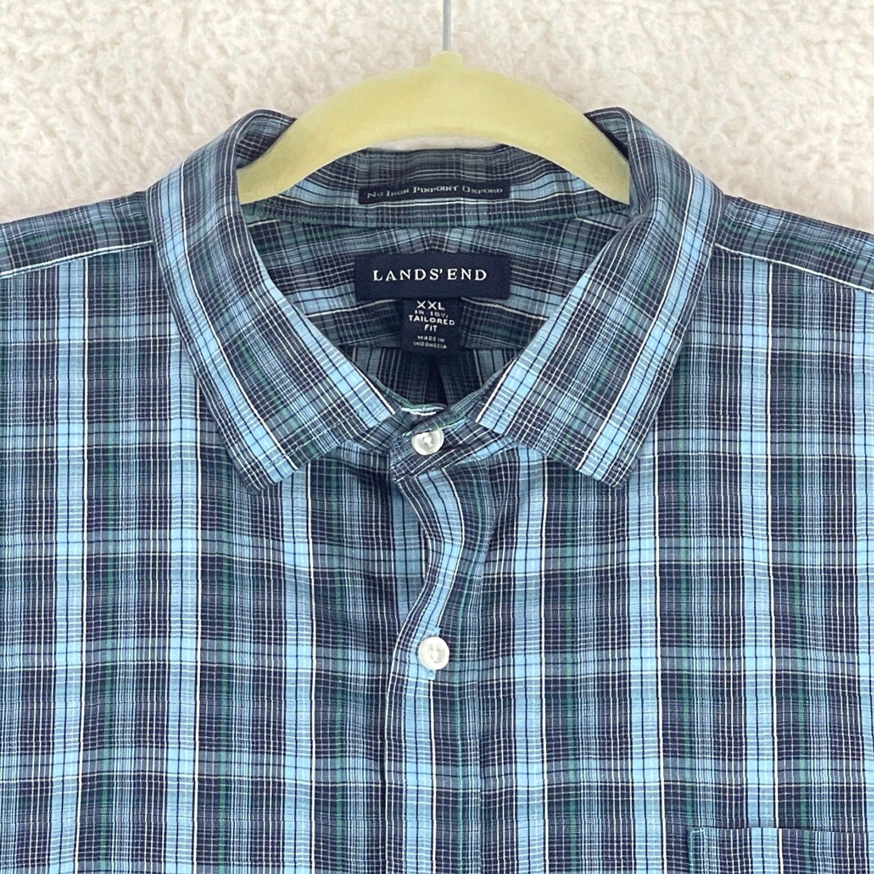 Lands' End Lands' End Blue Plaid Button-Up Tailored Fit Shirt Mens XXL Long Sleeve Size US XXL / EU 58 / 5 - 3 Thumbnail