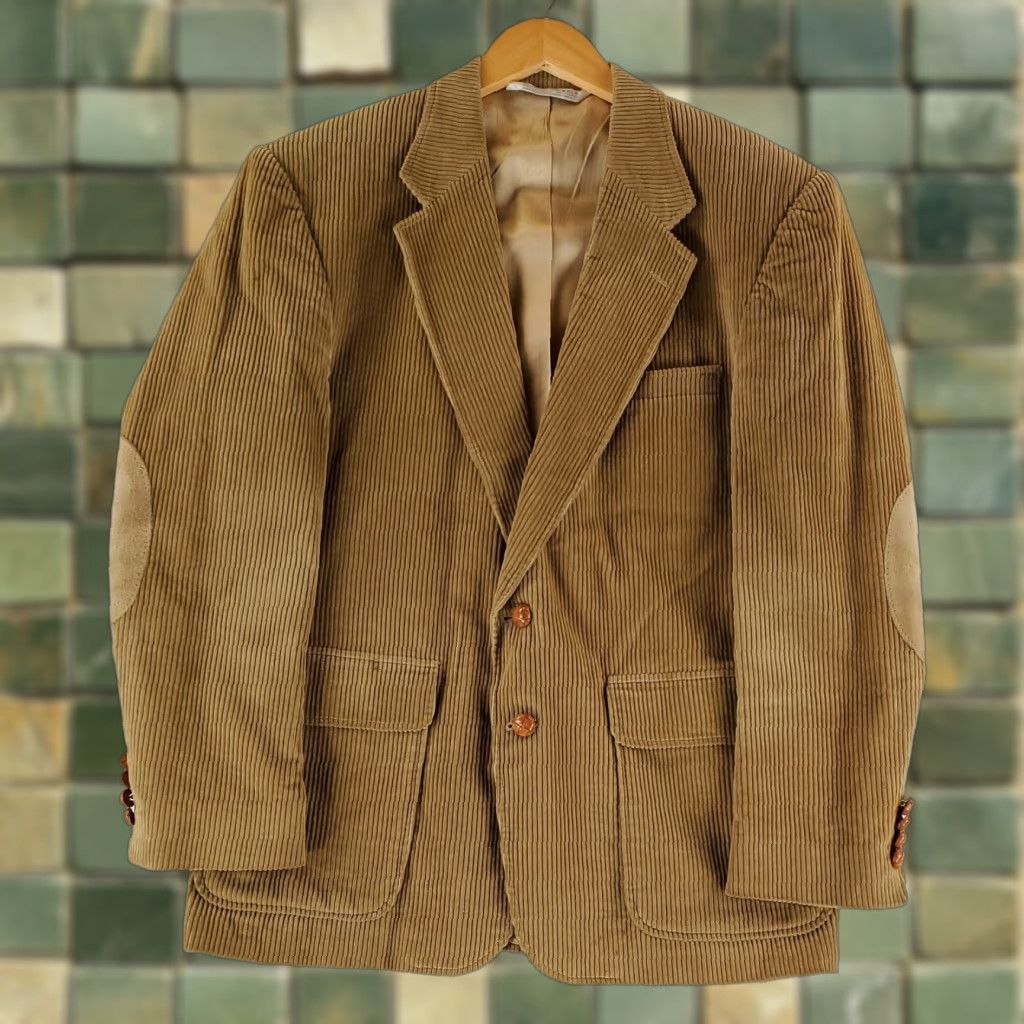 Lands' End Lands' End VTG Corduroy Blazer Jacket Sportscoat Suede Elbows Brown Mens L R 41 Brown Size 42R - 1 Thumbnail