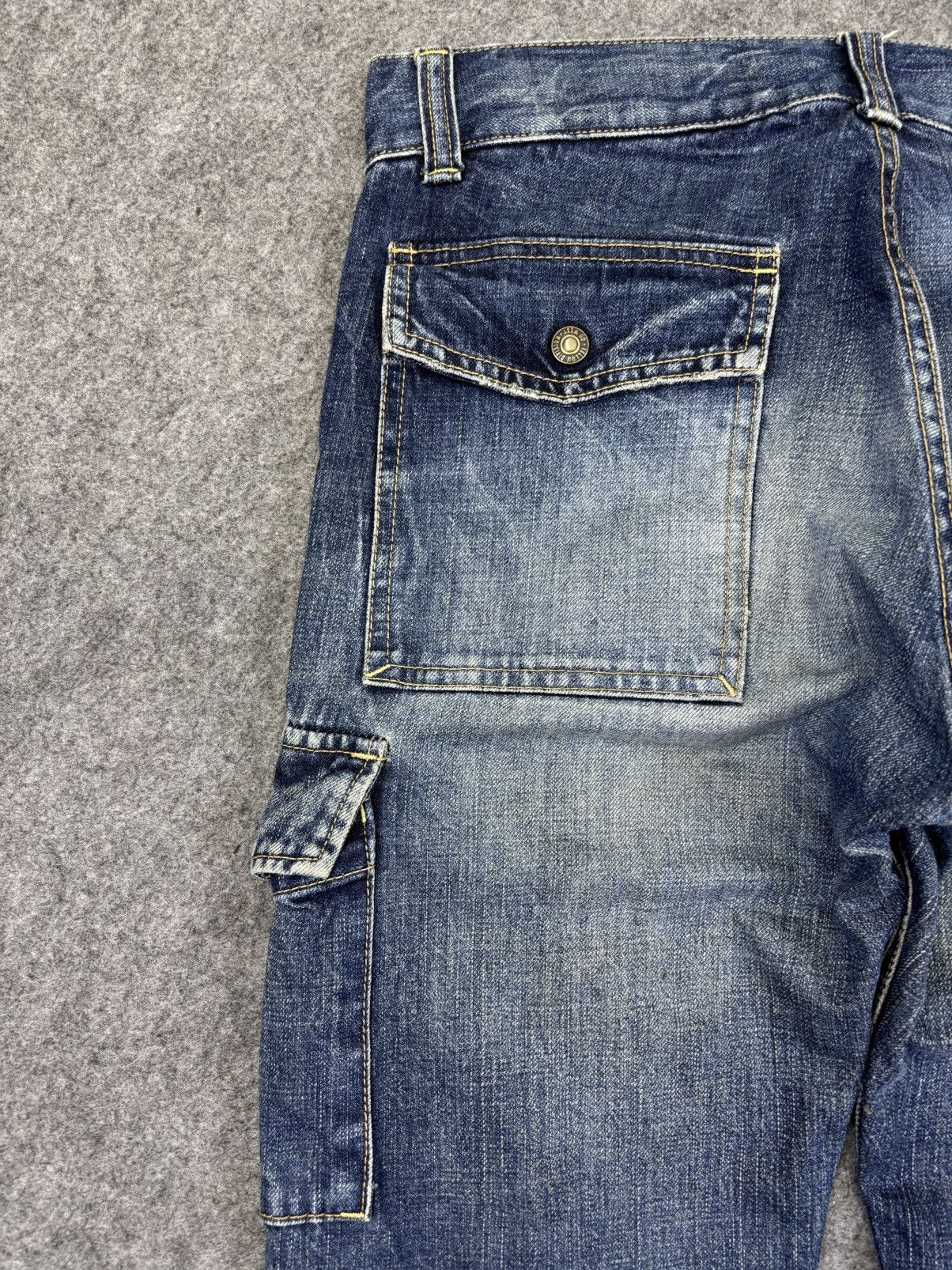 Japanese Brand 💥Thrashed💥Vtg Gowest heavy Distressed Cargo Denim F977 Size US 32 / EU 48 - 12 Thumbnail