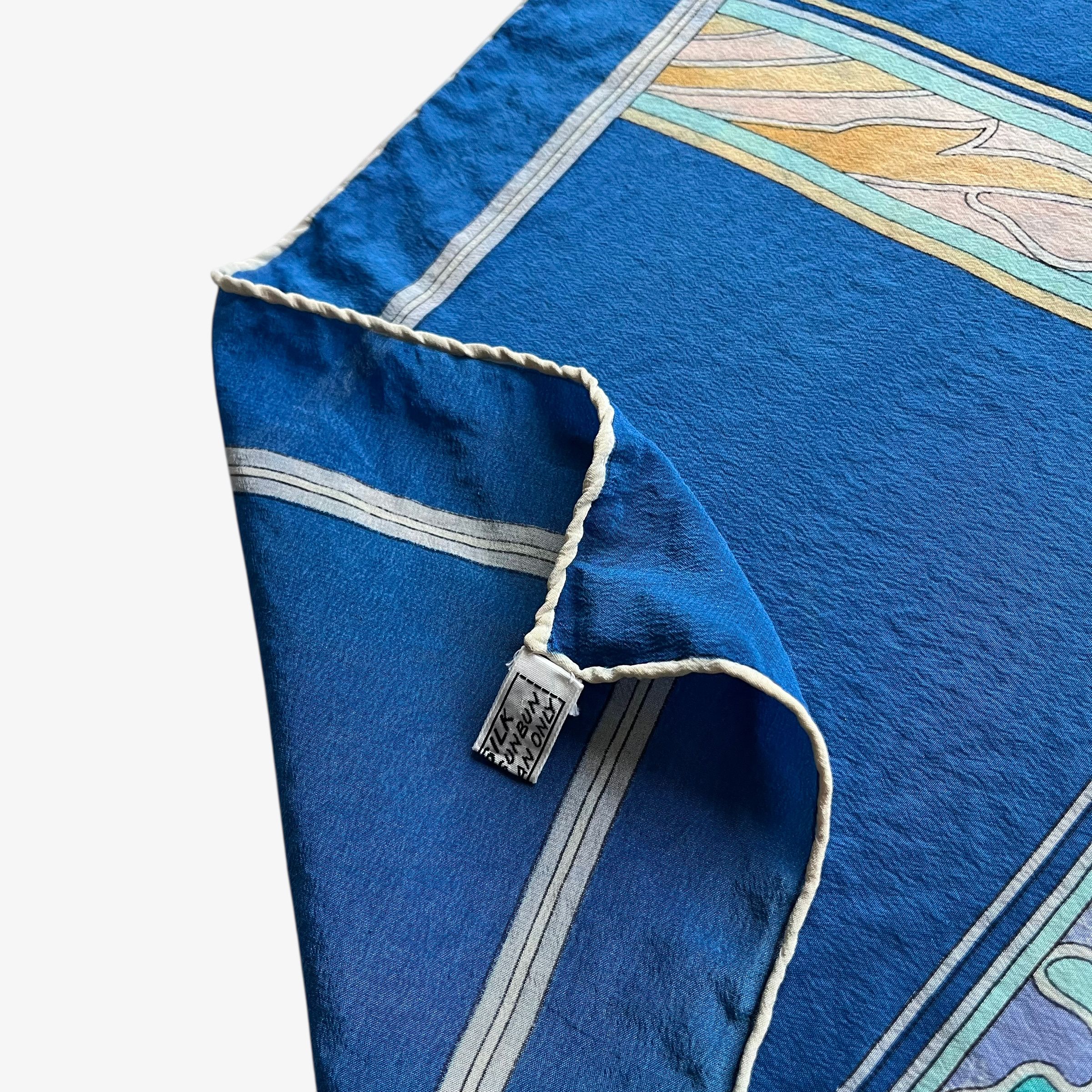 Leonard Paris Vintage 80s Leonard Abstract Floral Print Blue Silk Scarf Size ONE SIZE - 2 Thumbnail