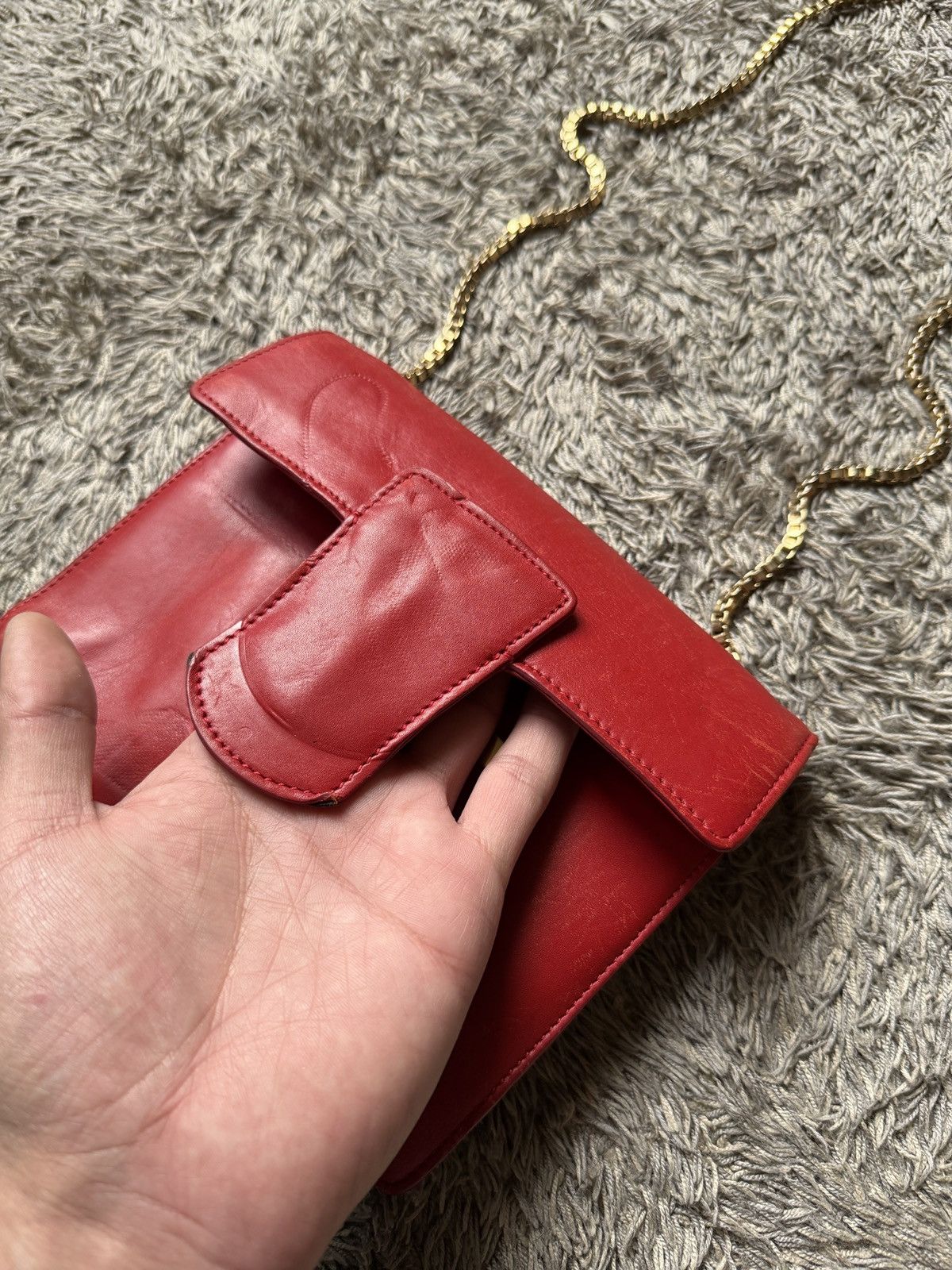 Salvatore Ferragamo Salvatore Ferragamo Red Lipstick Leather Thalia Shoulder Bag Size ONE SIZE - 8 Thumbnail