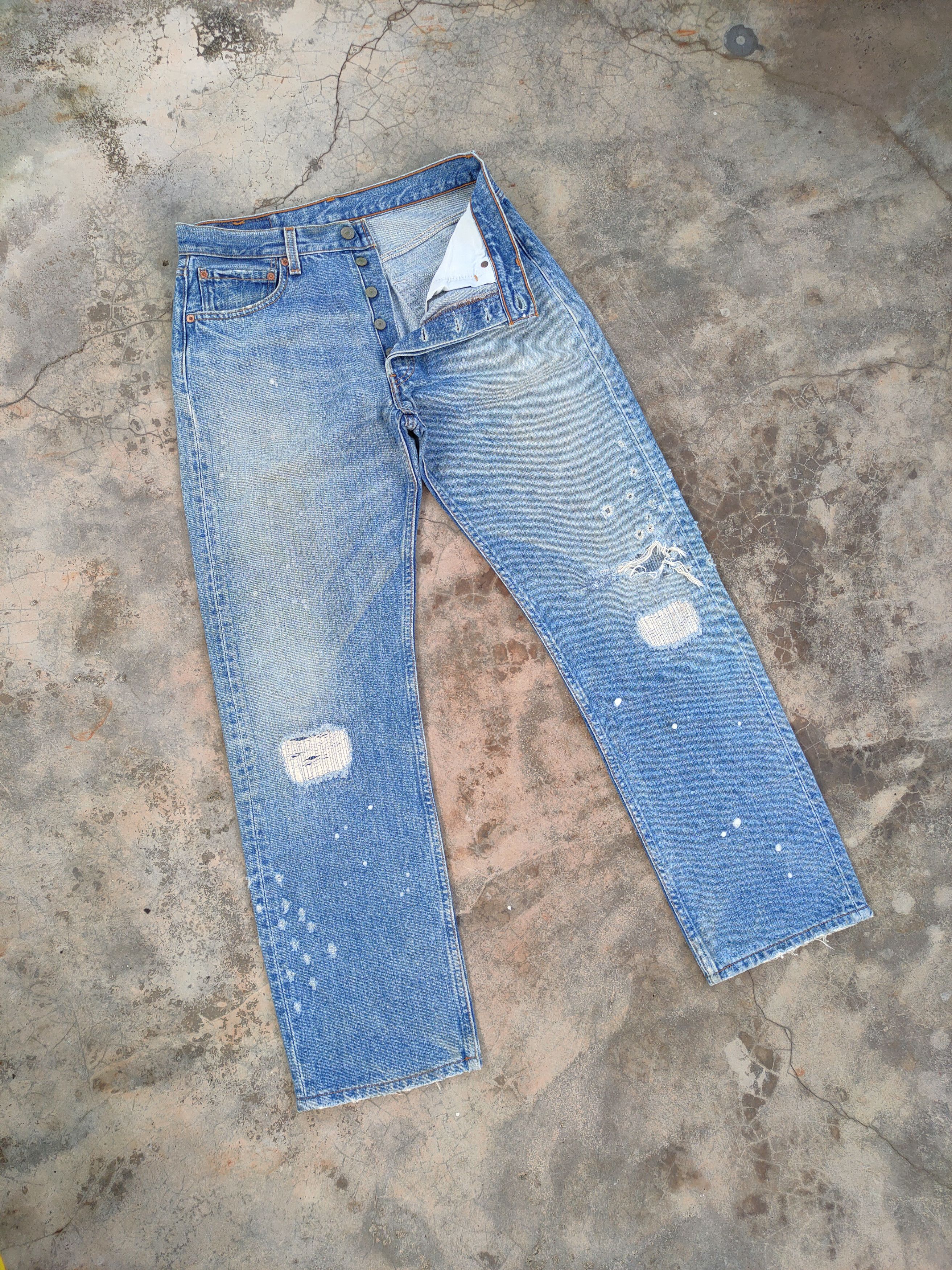 image of Distressed Denim x Jean W30 Levi's 501 Faded Distressed Jean Denim Pants in Faded Blue, Men's