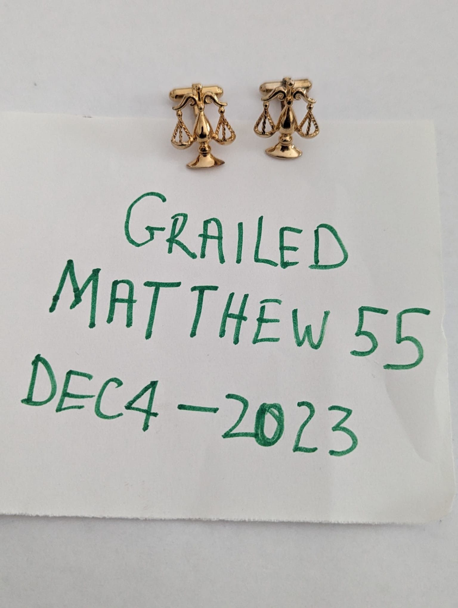 Vintage Judiciary Symbol Cufflinks in Gold, Men's Product Image