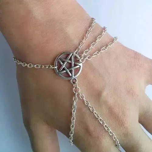 VIBE Bracelet Chain Pentagram Gothic Chrome Style Punk Grunge Size ONE SIZE - 2 Thumbnail