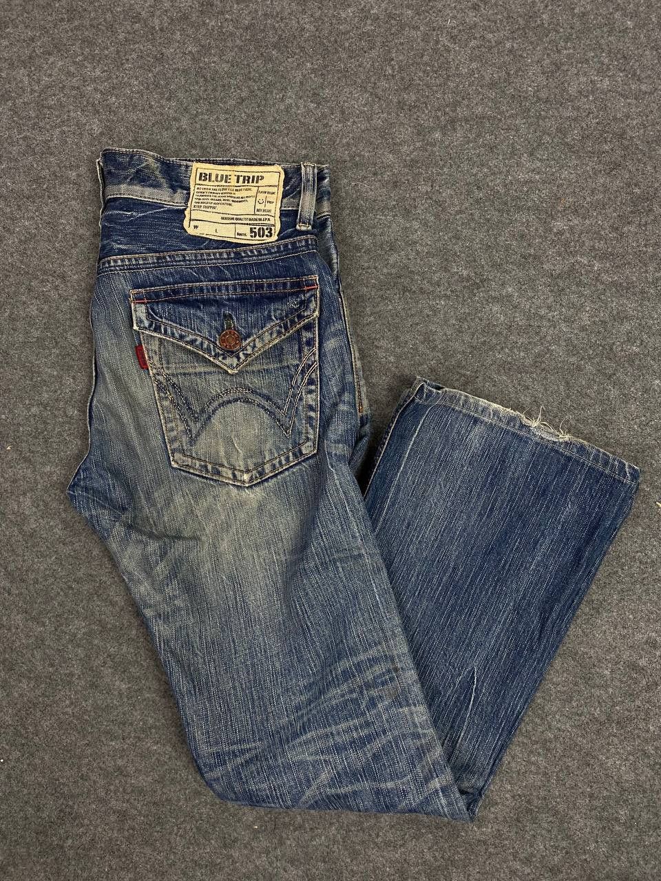 Edwin vintage edwin blue trip bootcut distressed denim Size US 36 / EU 52 - 2 Thumbnail