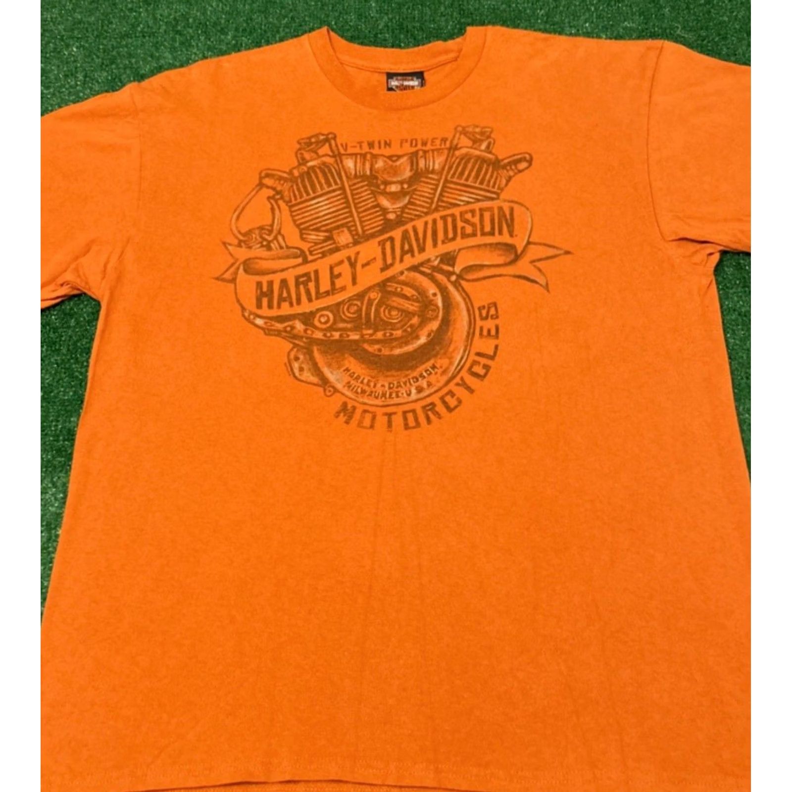 Harley Davidson VTG Harley Davidson Shirt XL Orange Milwaukee Seminole Florida Y2K 2018 Mens Size US XL / EU 56 / 4 - 4 Thumbnail