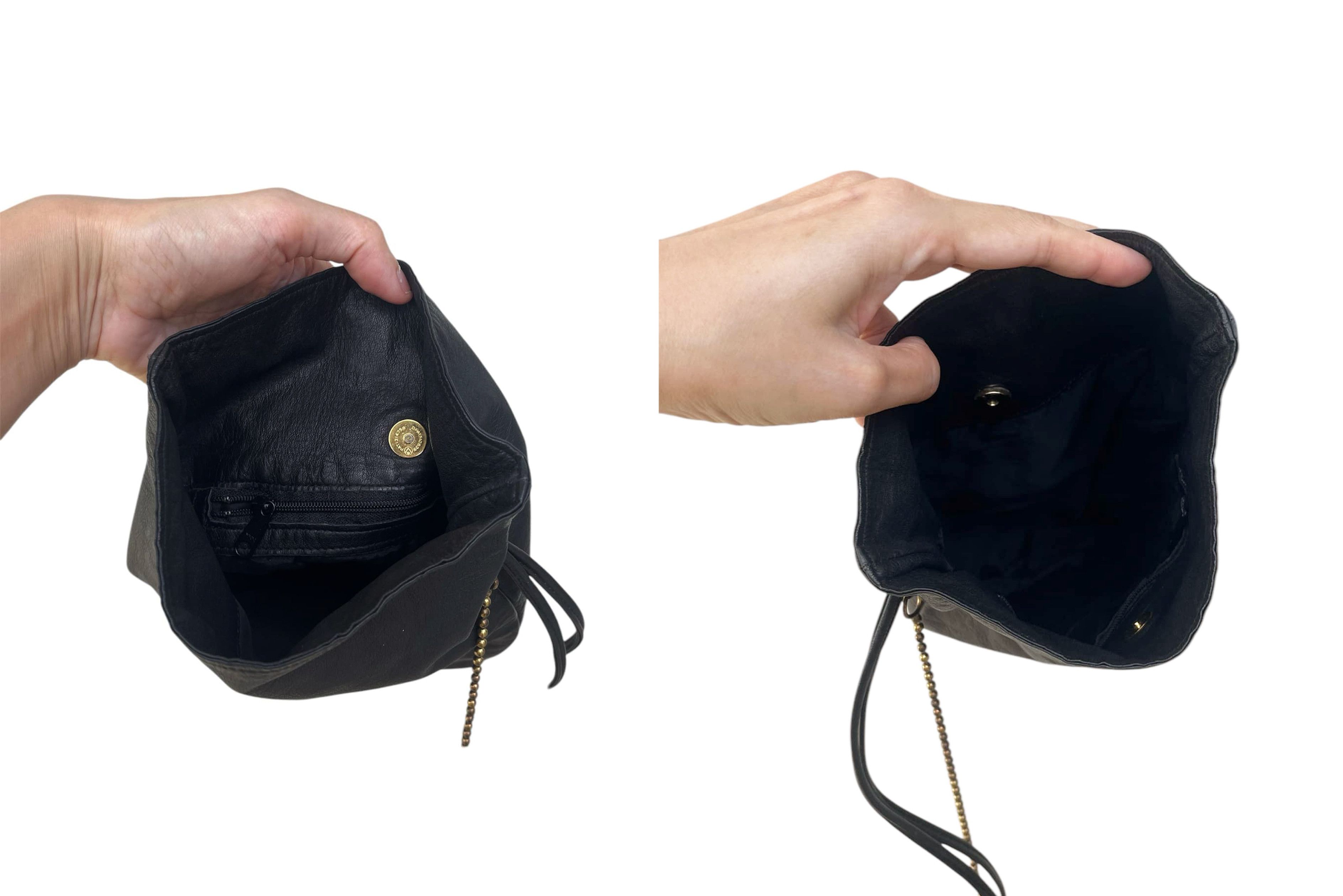 Vintage Vintage Black Genuine Leather crossbody SAC bag, hoop detail Size ONE SIZE - 9 Thumbnail