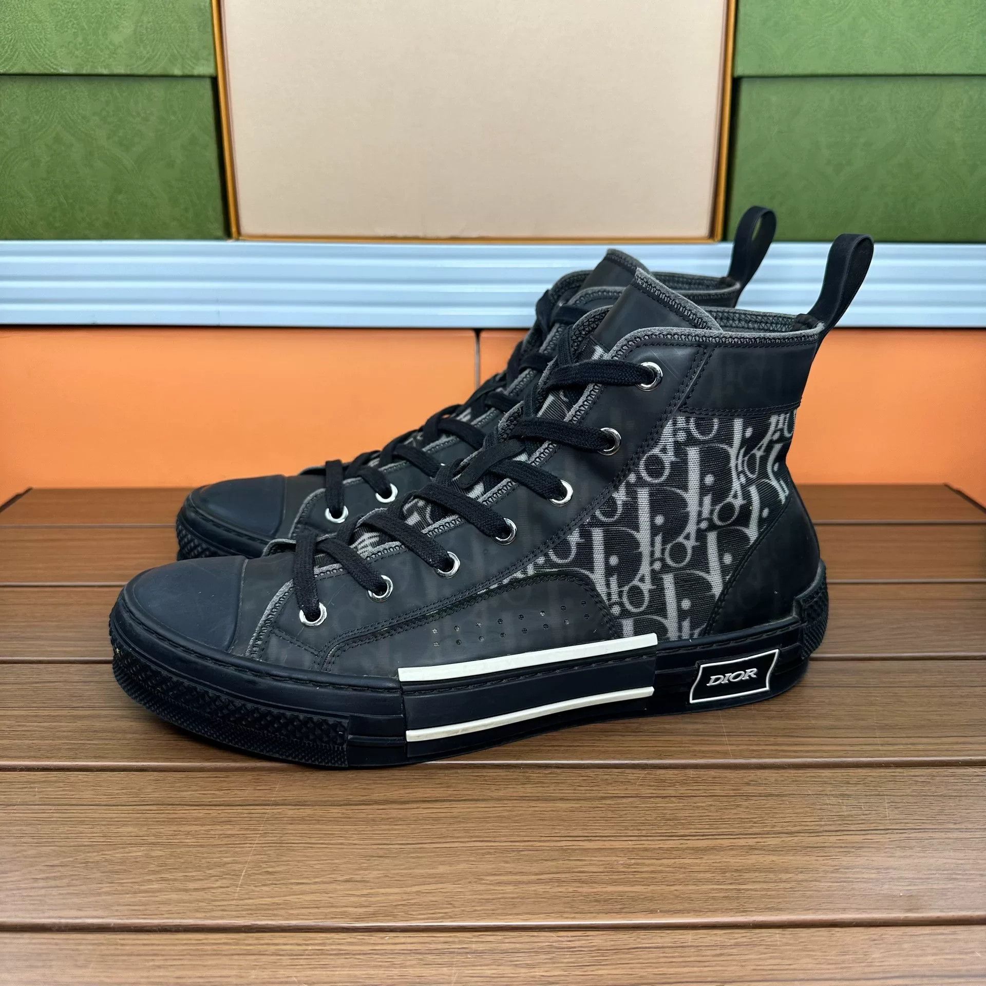 Dior Dior Homme SS04 “Strip” Hi Top Black Sneakers | Grailed